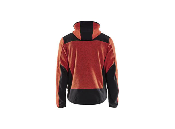 5940 Strikkejakke Brentrød/Svart XS Børstet Fleece 